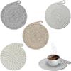 DONOONIS Set sottopentola, resistente al calore, sottobicchiere, tovaglietta intrecciata in filo di cotone, tovaglietta rotonda da 20 cm per cucina, ciotola, pentola, padella, brocca e piatto