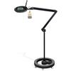 Lumeno LED lampada d'ingrandimento 7215SW, lente in vero vetro da 127 mm, lampada da lavoro, cosmetica, adatta per cosmetici, hobbisti, ausilio alla lettura, 5 diottrie nero con treppiede rotante