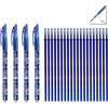 Generico Compatibile con Legami, Set 24pz (4 Penne+20 Ricariche Blu), 0,5mm, +20% Inchiostro (+2cm), 1 Colore, Termosensibile per Scuola, Stoffa e Pelle, Eco-Packaging, Regalo