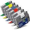 Labelwell Nastro per Etichette Compatibile per Brother 9mm TZe-221 TZe-121 TZe-421 TZe-521 TZe-621 TZe-721 TZ Tape Laminato per Brother P-touch PT-H107B H105 H100 H110 P710BT E100 D400 D210VP, 6pz