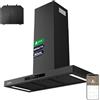 CIARRA CBCB9102-P A+++ Cappa Aspirante 90 cm Nero - 650 m³/h, 4 Velocità con Booster e Filtro Carbone CBCF004, Ricircolo o Scarico