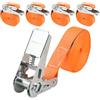 HAOYULUO 4 Pezzi Cinghie A Cricchetto senza gancio,5mx 25mm Cinghie Di Fissaggio,Può sopportare 800 kg,Secondo la norma DIN EN 12195-2standard,Cinghia A Cricchetto per carrelli, valigie moto (H-5M-Arancione)