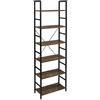 EUGAD Scaffale ad Angolo Multifunzionale Libreria Scaletta con 6 Ripiani Scaffalatura Portaoggetti Mobile Autoportante per Studio Sala Design Industriale Legno vintage 0011ZWJ