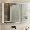 mojiasion Specchio Bagno Contenitore, 80×16×60cm Armadietto con Specchio e 3 Mensola Regolabile, 3 Ante Mobiletto Bagno da Muro, Mobiletto Specchiera, armadio da parete per soggiorno, Bianco