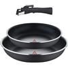 BERGNER- Set di 3 padelle, 24, 28 cm, con manico rimovibile, Alluminio pressato & Heat Dot, Rivestimento ILAG Essential, Antracite