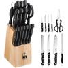 RB RENBERG RENBERG Tenessy | Coltelli da Cucina | Set Completo di 15 Pezzi con Ceppo di Legno | Perfetti per Tagliare Ogni Ingrediente | Cucina Professionale | Fabbricati in Acciaio Inox