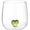 KASANOVA Bicchiere d'acqua con acqua cuore verde, tavolo