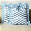 CPC COTTON PRINT CLUB CPC - Federa per cuscino in apatite blu con volant, 45,7 x 45,7 cm, in cotone a righe, per soggiorno, con cerniera nascosta, stile boho o graziosi cuscini da esterno