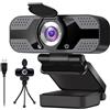 Gubbett Webcam 1080p PC con Doppio Microfoni con Cancellazione del Rumore, Auto-Focus, Correzione Luce, con Privacy Shutter e treppiede, Plug&Play, USB Webcam Full HD per Videochiamate, Conferenza e Studio