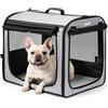 Pecute Trasportino Cani Stabile Leggero, per viaggi e auto, Portatile Con Finestre Traspiranti, Pieghevole Per Animali Domestici, Uso Interno Esterno, 61×45×52 cm, Grigio