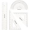 Westcott E-10303 00 Set matematica, 4 pezzi, plastica, trasparente, righello da 15 cm e goniometro