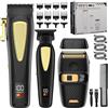 Suttik Set di tagliacapelli professionale 3 in 1 da uomo, rasoio elettrico da barba, ricaricabile, per barbiere, idea regalo per lui, per parrucchieri