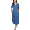Quoboquo Camicia da Notte Donna Cotone Maniche Corte Scollo a V Sciolto Elegante Abito Casual Lungo