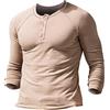 Muscle Alive Uomo Slub Henley Maglie a Manica Lunga Corta Leggero vestibilità Morbida Casuale con 3 Pulsanti abbottonatura Girocollo Camicie 9308 Albicocca S