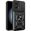 EASSGU Custodia per Armor per Motorola Moto Edge 50 Fusion (6.7 Inches), Cover Rigida con Supporto ad Anello in Silicone per PC con Base Magnetica - Nero