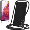 NUOKEI Cover per Samsung Galaxy S20 FE / S20 Lite 6,5 con Cordino Custodia con Laccio Collana Tracolla Collo Corda Regolabile Liquido Silicone Antiurto AntiGraffio Protettiva Case,Nero