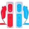TechKen 2 set di telecomandi per Wii, telecomando di ricambio integrato Motion Plus Controller e Nunchuck (rosso blu)