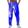 Foweknow Chino - Pantaloni da uomo con glitter metallizzati, lucidi, in vita elasticizzata, da uomo, per feste a tema, discoteca, costume di carnevale, Blu, 3XL