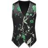 ULPUDFAO Panciotto Uomo Elegante, Gilet Monopetto Slim Fit Alla Moda In Jacquard Senza Maniche, Giacca Da Smoking Traspirante Casual Da Sposa, Da Uomo, Verde 3Xl