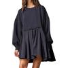 shownicer Vestiti Donna Maniche Lunghe Girocollo Pullover Vestiti Mini Abito Corto Casual Baggy Felpe Vestito Sweatshirt Abiti Autunno Invernale A Blu S