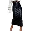 BriskyM Gonna Longuette in Pelle PU da Donna Tinta Unita Gonne Lunghe a Tubino con Spacco sul Retro a Vita Alta Aderente con Spacco sul Retro (S, Nero)
