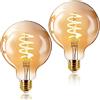 EXTRASTAR LED Lampadina Vintage Edison, G125SP 6W E27 bianco caldo 2200K Edison lampadina Vintage Retro Stile Lampadine Decorativo luce filamento della lampadina (2pezzi)