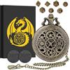 Keller & Weber Mini Set di Dadi DND con Ingranaggio Cavo Custodia per Orologio da Tasca, 7 pezzi in Metallo Poliedrico Set di Dadi D&D, Regali di D&D con Scatola Regalo, Accessori per Giochi di Ruolo, Bronzo