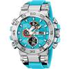findtime Orologi colorati da uomo, 5 ATM, impermeabile, orologio digitale con doppio tempo 12/24H, indicatore LED, data, cronometro, grande orologio da uomo, design militare, Blu mare., Bracciale