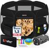 Lovpet® Recinto per Cuccioli e Piccoli Animali - Pieghevole per Cani, Gatti - Box Pop-up in Tessuto Oxford Con Ciotola - Recinzione per Animali