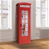 Dmora Armadio cabina telefonica londinese con 3 ripiani e anta a specchio, Made in Italy, Guardaroba per camera da letto, cm 68x55h215, colore Rosso