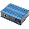 DIGITUS convertitore multimediale Gigabit industriale - 1x RJ45, 1x SC-Duplex 1310nm - Fibra singolare - 20 km di portata - 10/100/1000 Mbps - Montaggio su guida DIN - nero/blu