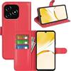 BOCTECH Cover per Realme C53 / Realme C51 / Realme Note 50, Custodia a Libro Portafoglio in Pelle PU e Silione Morbido con Porta Carte, Magnetica e Supporto Flip Case Antiurto, Rosso