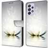BLOTECH Flip Caso in Pelle Portafoglio Case for Samsung Galaxy A52 A52s Glitter Custodia Magnetic Buckle 3D Brillantini Glitters in Pelle PU Portafoglio con Interno Soft Protettiva,Glowing Lotus