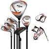 PGM Set di mazze da golf, 6 pezzi, set completo di mazze da golf per bambini, per destrorsi, pilota (#1), ibrido, ferro (#7, #9, #S), putter, borsa con supporto da golf