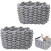 JAONLD 2 Pezzi Cestino Portaoggetti in Corda di Cotone Cestini Portaoggetti Neonato Piazza Cestino Porta Oggetti Cesta Boo Basket Adatto per Cameretta, Camera da Letto, Soggiorno (Grigio)