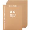 Lre Co. 50 fogli di carta kraft da 200 g, formato A4, cartoncini a4, colore marrone, formato A4, 210 x 297 mm, carta kraft marrone, per biglietti di invito, fatti a mano