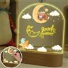 uniqicon Regalo Battesimo Bambina, Lampada Personalizzata Bambino, Luce Notturna Orso, Lampada Comodino Acrilico Camera Letto Per Neonato Bambini, Regalo Nascita