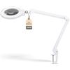Lumeno 8243PRO Lampada d'ingrandimento a LED con grande lente in vero vetro da 172 mm, dimmerabile con interruttore a segmenti e robusto alloggiamento in metallo, per lavori manuali, 3 diottrie