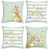 Bonhause Federe per Cuscini Primavera Coniglio 45 x 45 cm Copricuscini Decorativi Coniglietto Fiori Velluto Morbido Federa per Cuscino Divano Casa Decorazione Set di 4