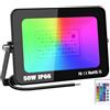 YOJZMA Proiettore LED da Esterno 50W RGB con Telecomando, 16 Colori 4 Modalità Funzione di Memoria Proiettore da Interno Esterno, Faretto LED al Neon Impermeabile IP66 per Giardino, Terrazza, Festa