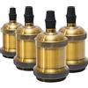 Sevenpers Portalampada E27 Vintage, 4 Pezzi adattatori portalampada in ceramica, portalampade retro Edison, lampadari fai da te per case, uffici, bar, ristoranti(Ottone antico)