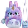 NEEVAS Set di zaino e borsa a forma di simpatico gatto con unicorno, borsa a tracolla, borsa a tracolla morbida, regalo per bambini e ragazze, A-sorriso, Taglia unica