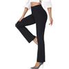 SHEKINI Pantaloni Bootcut a Vita Alta da Donna Business Svasati con Tasche Pants Casual Lavoro Elasticizzati