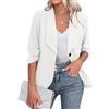 UNibelle Blazer da Donna Elegante Sportivo Lungo Blazer Business Manica 3/4 Giacca Lunga Slim Fit Estate Bianco M