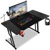Ollewiellan Scrivania da gioco, 140 x 60 cm, ergonomica, tavolo da gioco, tavolo per PC con rivestimento in fibra di carbonio, scrivania per computer con porta bevande e gancio per cuffie, nero
