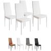 THINFAR Set 2/4/6 pz Sedie Sala da Pranzo Moderne in Tessuto Stoffa con Schienale Alto,Sedie da Cucina Tessuto Moderne (4, Bianco, 42 * 48 * 98cm)
