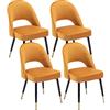 chairus Set di 4 Sedie da Pranzo in Velluto Sedia Cucina con Gambe in Metallo Sedie Moderne con Schienale Sedia Imbottita per Sala da Pranzo/Soggiorno, Giallo