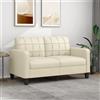 Homgoday Divano lounge a 2 posti con schienale, doppio divano per ospiti, soggiorno, divano, moderno, per soggiorno, reception, ufficio, crema, 140 cm, ecopelle
