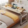 GXQFC Tavolo per Mobilità sopra Il Letto con Ruote, Tavolo Multifunzionale per Lavoro Tavolino da Letto Scrivania per Computer A Croce Regolabile in Altezza 65-95cm E Lunghezza 115-210cm(Color:Legno)