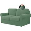 BXFUL Copridivano Elasticizzato con Schienali Separati E Cuscini Seduta, Copridivano Antiscivolo con Fascia Elastica, Proteggi Mobili Jacquard (2 Posti,Verde Matcha)